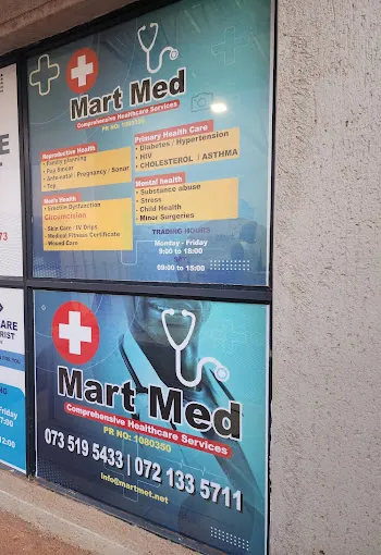 Mart Med signage on the clinic windows