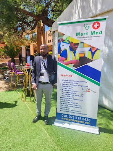 A Mart Med representative at an outdoor event